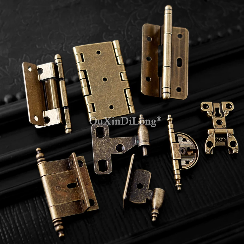 Retro 8PCS European Antique Furniture Hinges Cupboard Wardrobe Kitchen Cabinet Door Hinges Wooden Cases Jewelry Gift Box Hinges