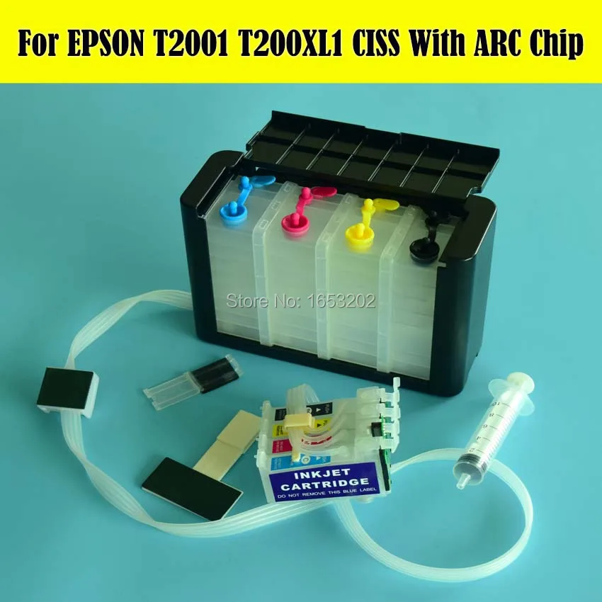 

4 цвета/набор T200XL1-T200XL4 СНПЧ система для epson WF-2540 WF-2530 WF-2520 XP-400 XP-300