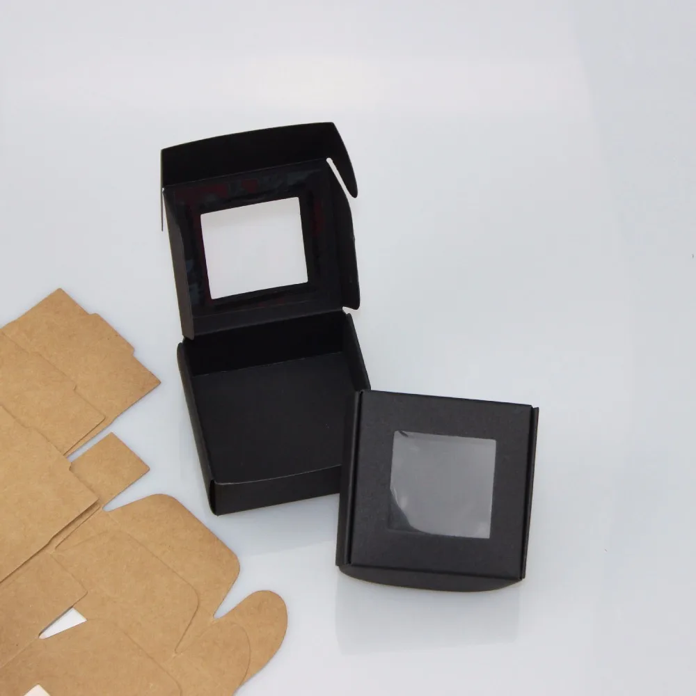 Wholesale 300Pcs Kraft Paper Box Transparent PVC Window Soap Boxes Jewelry Gift Packaging Box Wedding Favors Candy Box