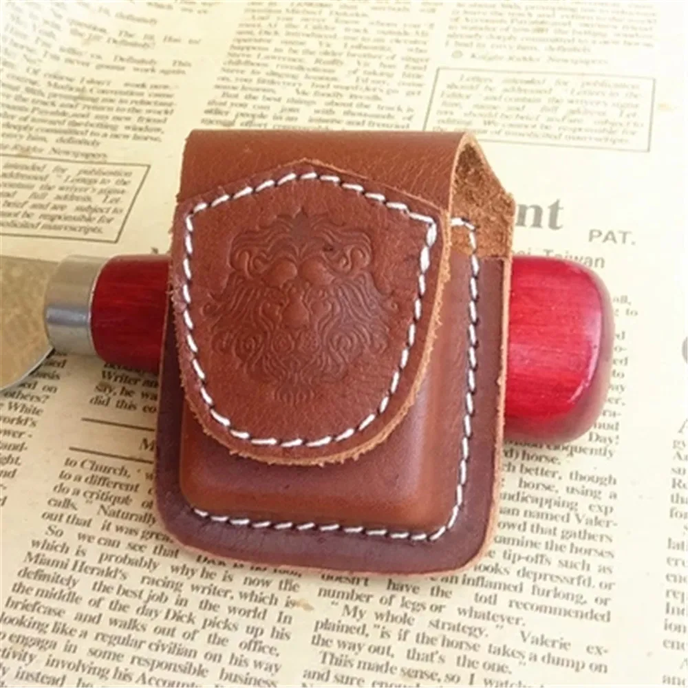 Leather Cigarette Lighter Case, Lighter Holder, Pouch Box Loop for Flat Zippo Lighter Case, No Lighter