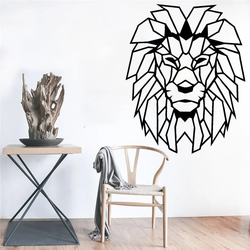 Geometric Objects Animal Wall Stickers Home Decor Living Room Lion Head Art Decal Mural Child Room vinilos paredes Paper S050