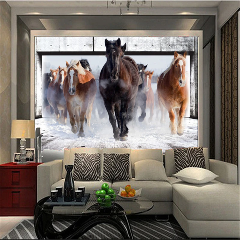 beibehang Horse Run Custom photo wallpaper art wallpaper retro sofa backdrop 3d wallpaper 3d mural wall paper home decoration