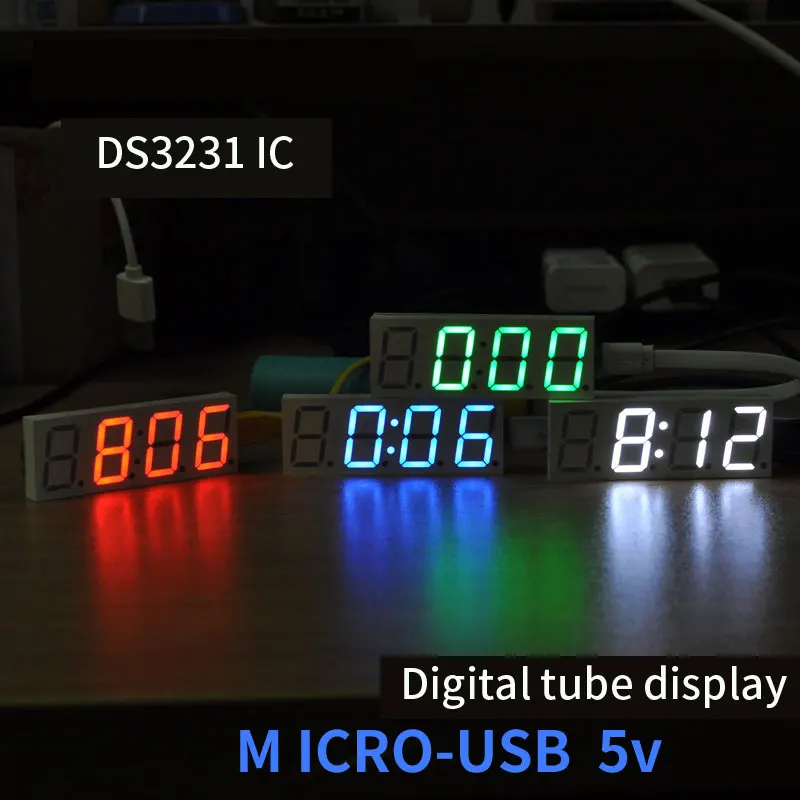 0.8 inch digital clock ds3231sn ic High precision timing Time accuracy MICRI-USB 5V power supply DIY module LED Second display