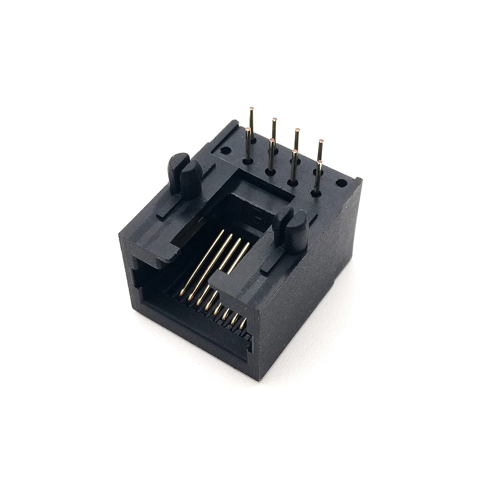 100pcs/lot Plastics New RJ45 LAN Connector Modular Network PCB Connector 56b-8C 8Pins Black 18mm High