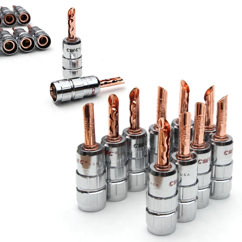 12PCS Gold Plated Copper Solid Banana Plug Set For Audio Speaker Amplifier Female Connectors Plug Cable Wire Adapters