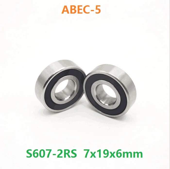 

50pcs S607RS S607-2RS S607 2RS RS ABEC-5 7x19x6 mm stainless steel Deep Groove Ball bearing rubber sealed 7*19*6 607 607-2RS