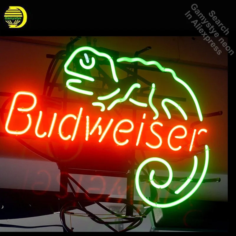 

Budweis Lizard Neon Sign Lite Handcrafted Neon Bulbs Beer Bar Glass Tube Iconic Decorate Bar Room Lamp light signs Room Decor