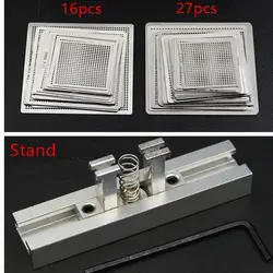 Directly Heat BGA Reball Reballing Net Universal Stencils Template Set Kit Silver Steel Welding Fluxes with stand