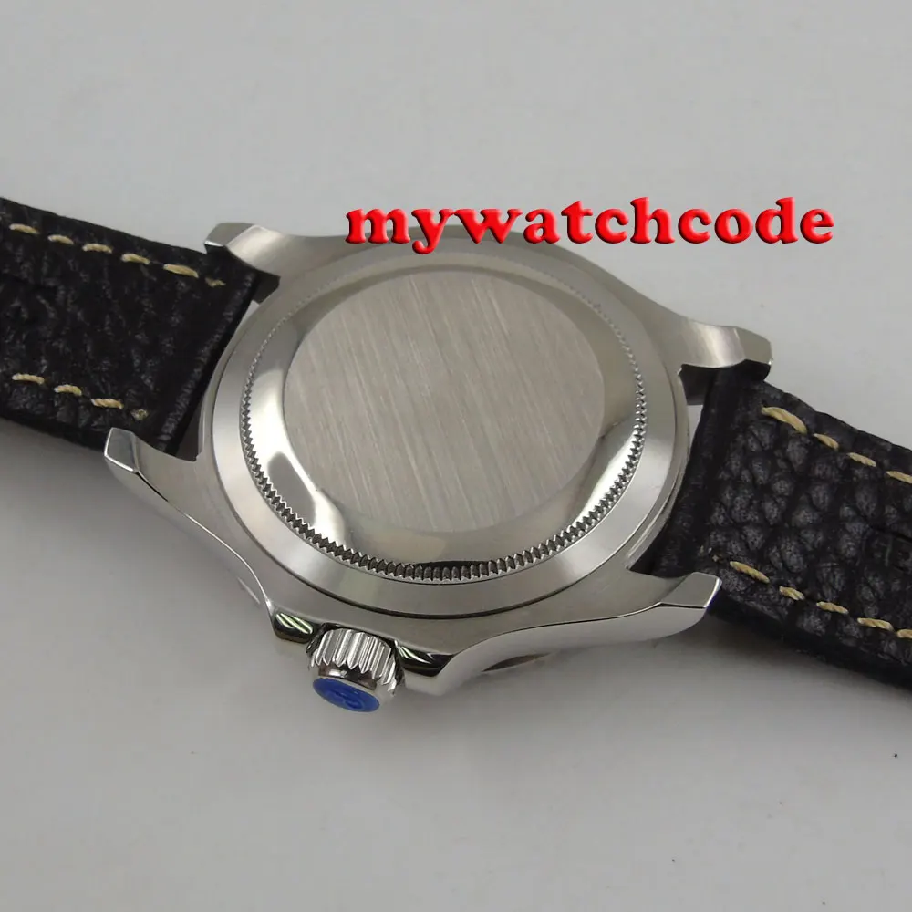 41mm Parnis blau zifferblatt saphirglas Keramik lünette miyota automatische herren uhr