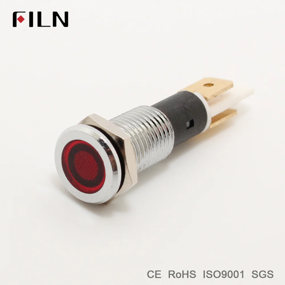 FILN metallo pilot lampada spia indicatore di direzione 10mm rosso giallo blu verde bianco 12 v 24 v 110 v led luce