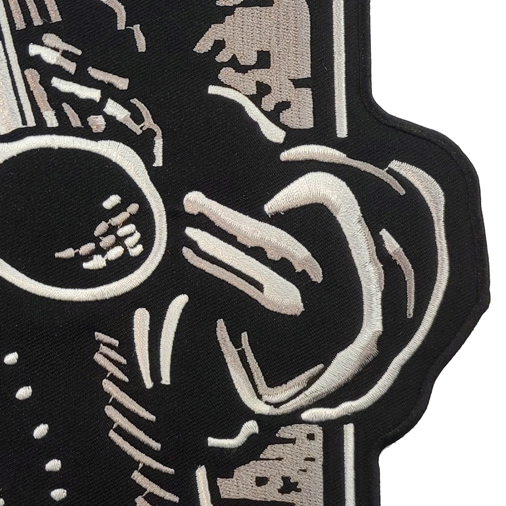 Cowboy Skull Patch Embroidered for Back Jacket Large Gun Patch Motorcycle Free Rider Badge Iron On MC Embroidery Stickers