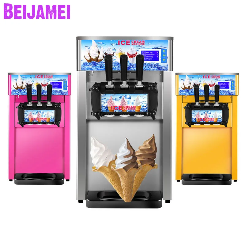 Beijamei 2020 Soft Ice cream machine R22 3 Flavor Ice cream maker Commercial Yogurt ice cream making machine