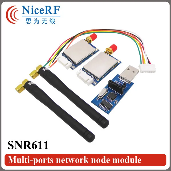 2Sets SNR611 433/470/868/915MHz 20dBm 100mW RF Wireless Module Transceiver Kit ( 2PCS SNR611+ 2pcs Antenna+1pc USB Bridge Board)