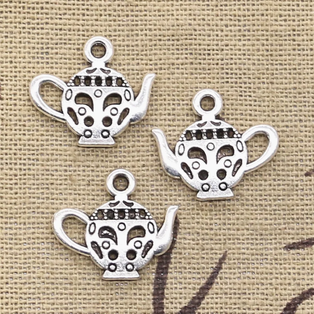 20pcs Charms Hollow Teapot 16x18mm Antique Tibetan Silver Color Pendant Findings Accessories DIY Vintage Choker Handmade Jewelry