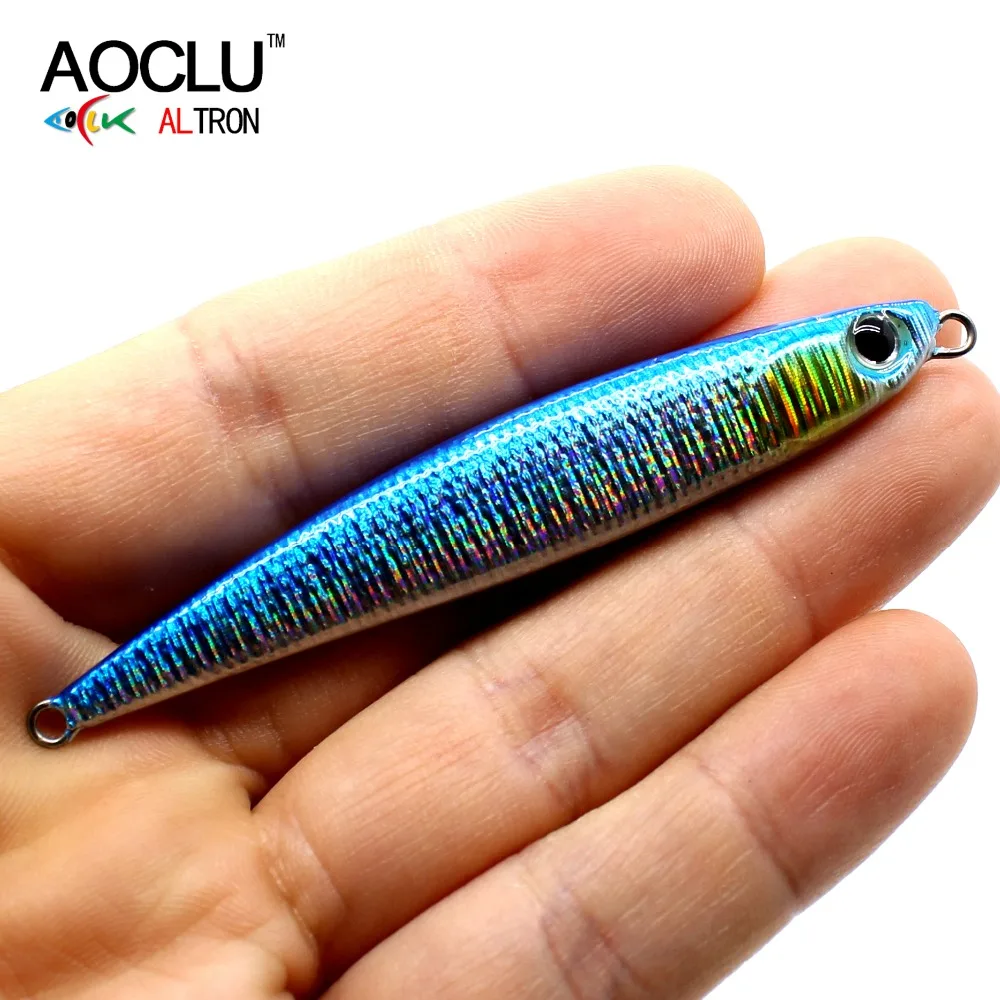AOCLU-Fast Metal Jig Shore Fishing, Sardine Hard Bait, Sinking Stick, Relective Hologram More Bites, UV Glow, 12g, 20g, 30g