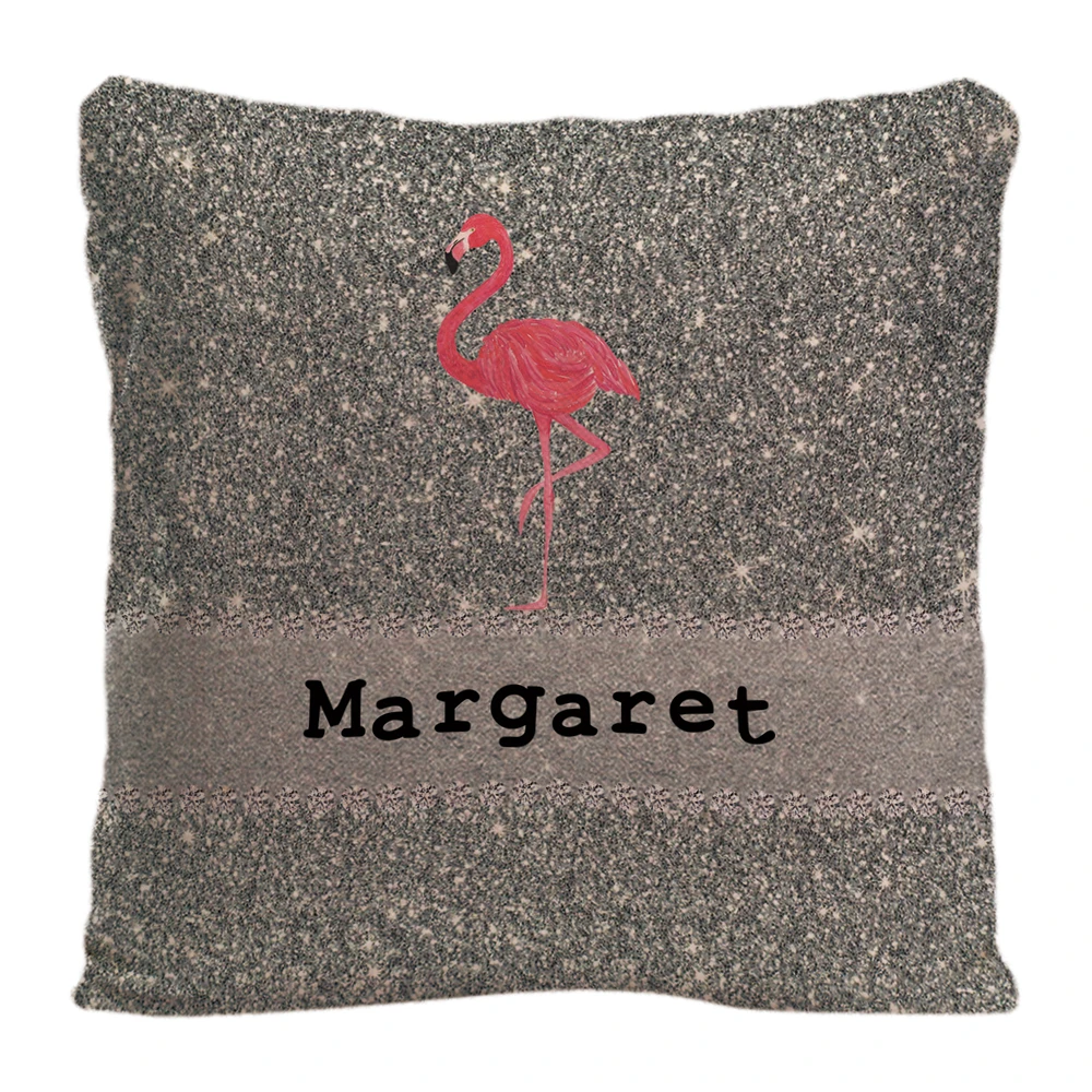 

Custom Name Throw Pillow Case Cotton Linen Personalized Pillowcase Home Gifts Decoration Cushion Covers Cute Flamingo