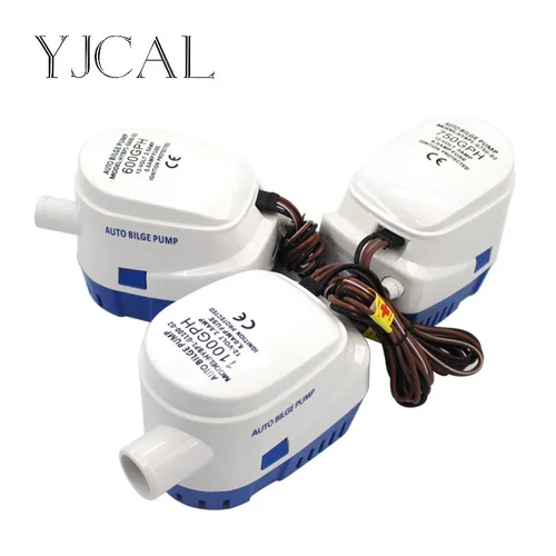 Bomba de agua eléctrica sumergible, bomba de sentina totalmente automática 600 750 1100GPH DC 12V 24V para hidroavión, barco Civil, barcos domésticos