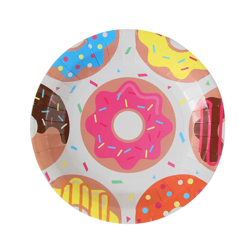 WEIGAO Donut Party Plate Cup Napkins Tablecloth Banner Birthday Party Disposable Tableware Set 1st Birthday Decor Party Supplies
