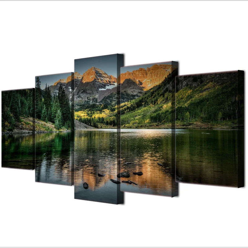 

diamond mosaic Mountains Lake Landscape 5 piece diamond painting full square/round rhinestone embroidery sale home decor