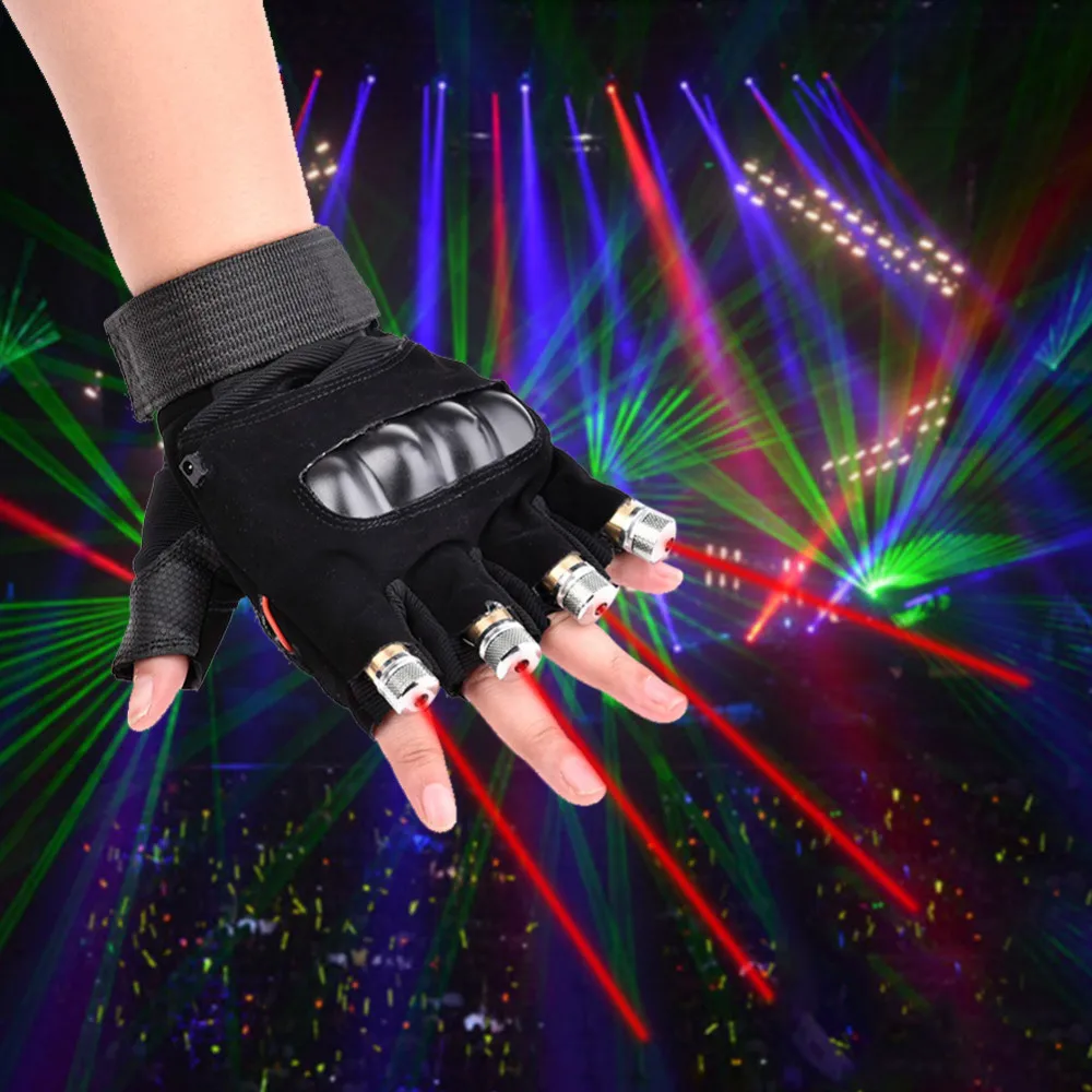 

1PC Red Green Laser Gloves Dancing Stage Show Stage Gloves Light With Lasers lamps and LED Palm Lights For DJ Club/Party/Bars