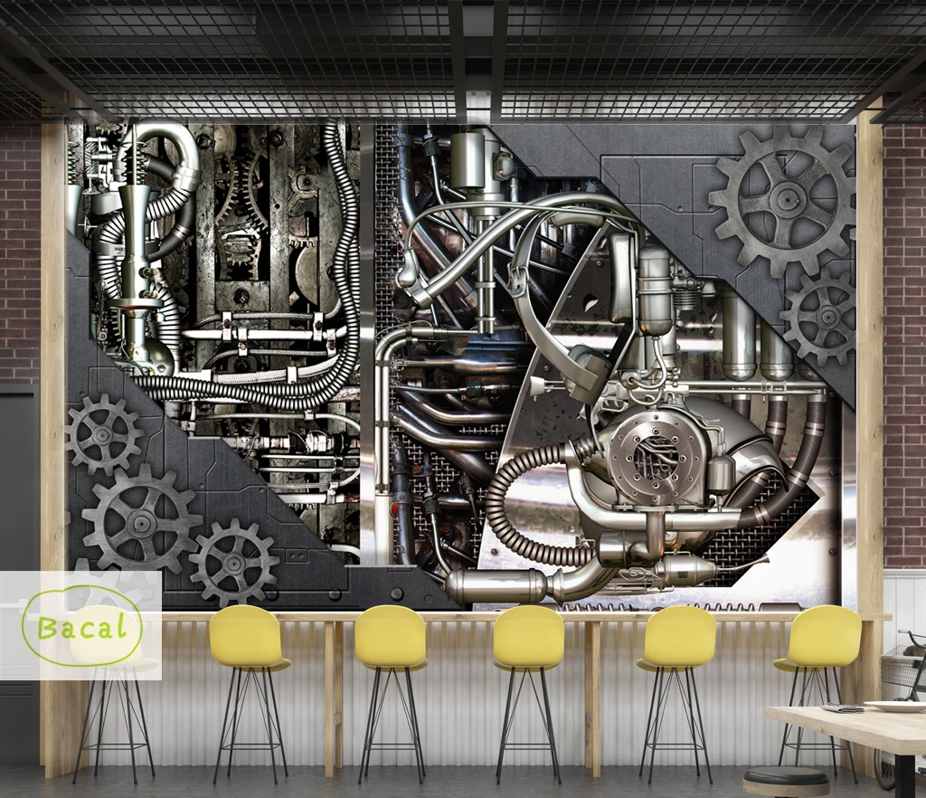 

Bacal Custom Wall Mural 3D Retro Industrial Wind Coffee Shop Bar Restaurant Backdrop Wall Painting Living Room 5 Wallpaper Mural
