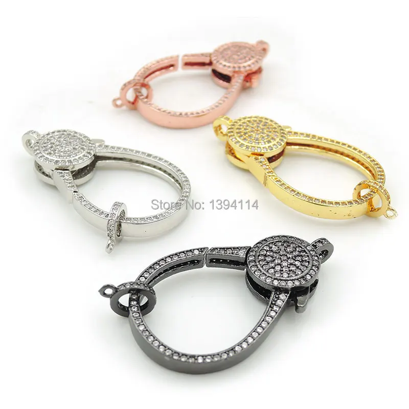 40*22*6mm Micro Pave Clear CZ Lobster Clasp Accessory Fit For Making DIY Bracelets Or Necklaces Jewelry