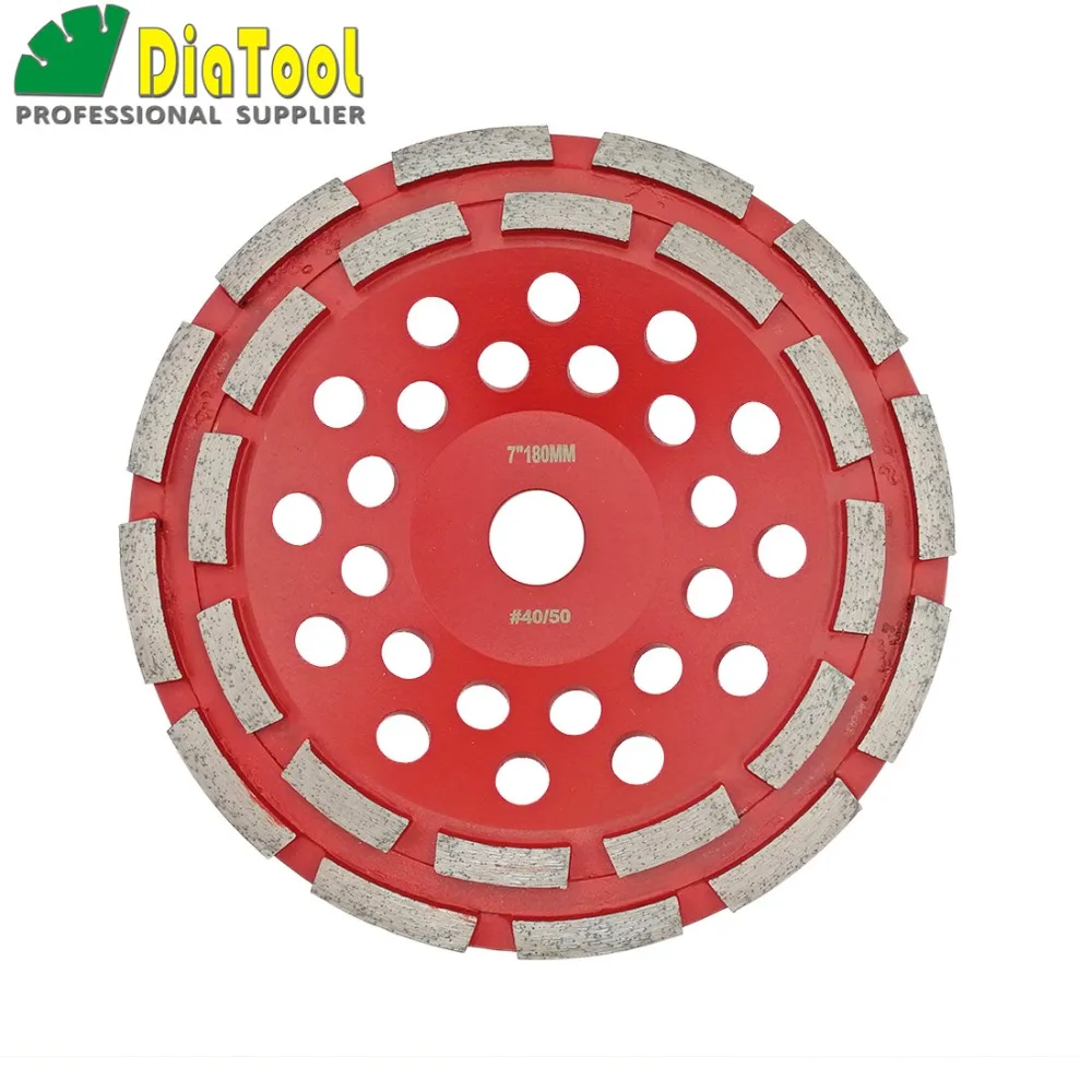 

DIATOOL 7 Inch Diamond Double Row Grinding Cup Wheel For Concrete Abrasive Material 180mm Grinding Wheel Bore 22.23mm