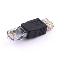 1pcs Crystal Head RJ45 Male to USB 2.0 AF A Female Adapter Connector Laptop LAN Network Cable Ethernet Converter plug