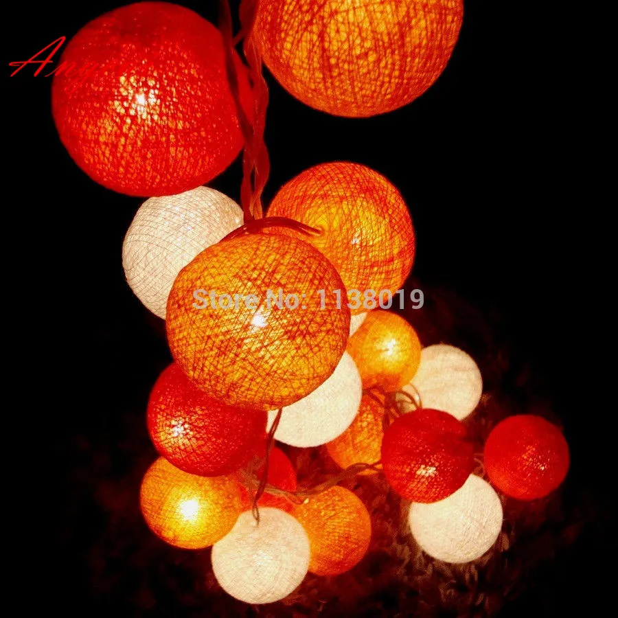 Christmas Light String Cotton Ball, Orange Tone, Holiday Decoration Lights, Lamps, String, 3M, 20Balls/Set