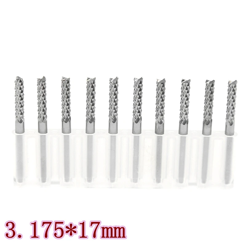 

HANGXIN 10pcs / lot 3.175mm Carbide Cutting Machine PCB End Mills, CNC Carpenter Router End Mills, Metal Engraving Machine