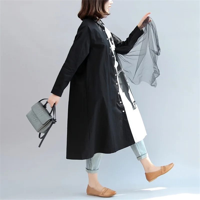 Long Sleeve Lace Shirt Dress Women Spring Autumn Casual Loose Vintage Ladies Shirts Dresses Woman Cardigan Camisa 2023