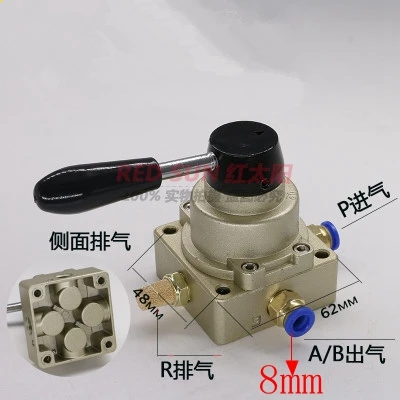 

Free shipping HV-03 4 Port 3 Position 3/8" BSPT Hand Operated Pneumatic Valve Rotary Manual Control