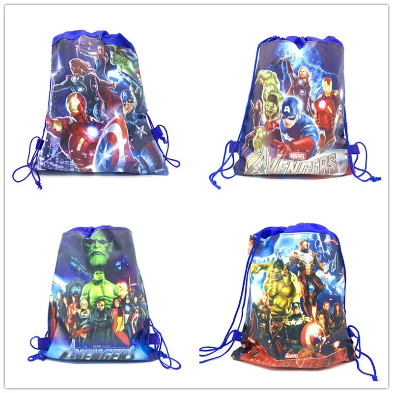 1Pcs Disney Avenger Baby Shower Non-woven Fabric Backpack Party Favor Child Boy School Bag Decoration Cartoon Drawstring Bag