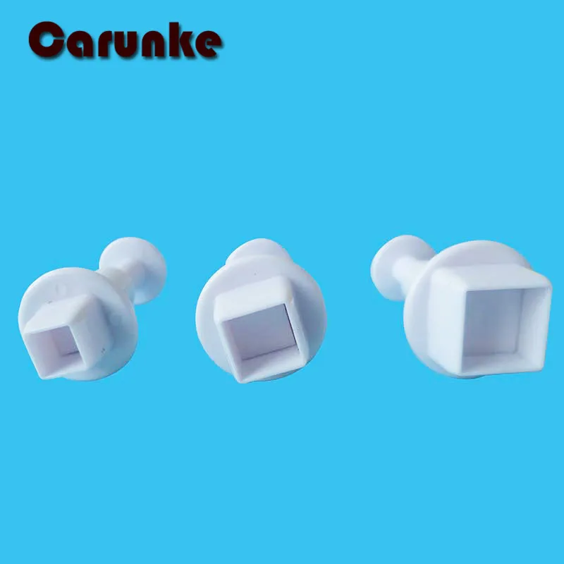 New Arrival 3pcs Square Rolled Cake Plunger Cutters Fondant Tool Sugarcraft Cake Decorating Fondant Icing Pluger Cutters