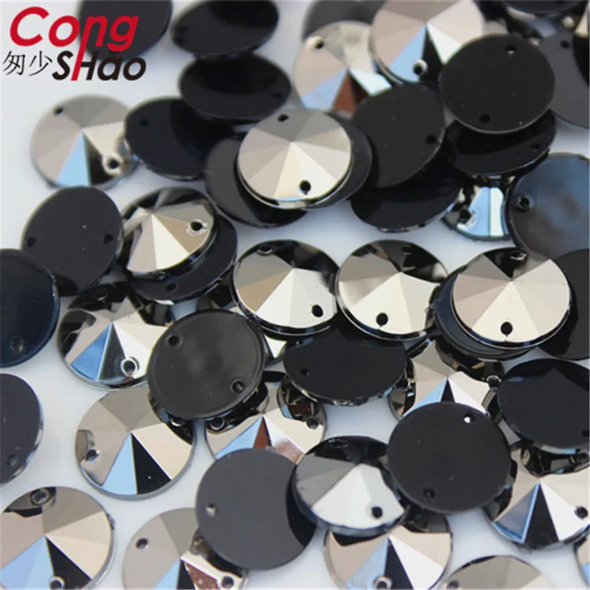 Cong Shao 500pcs 10mm AB Color Round Shape Acrylic Rhinestones stones and crystals flatback sewing 2 Hole costume Button YB575