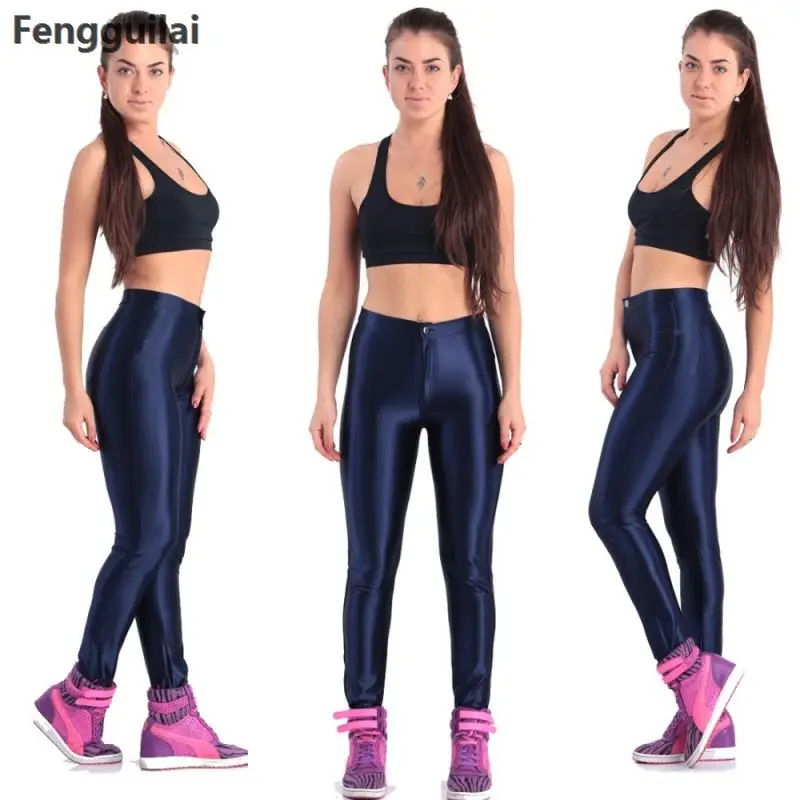 American Style Pencil Pants Shiny Disco Pants High Waist Women \'S Trousers Leggings Pants