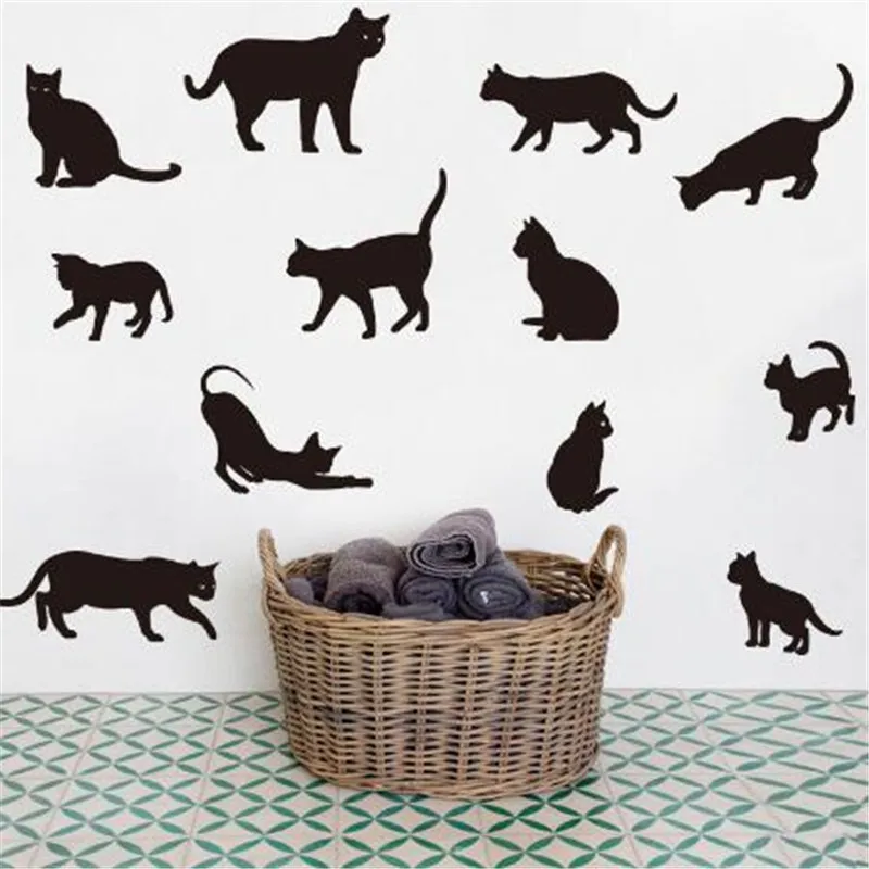 1 PCS Cute Black Cat Series Wall Sticker For Living Room Kids Bedroom Dormitory Window Wall Stickers Home Decor 60*32cm