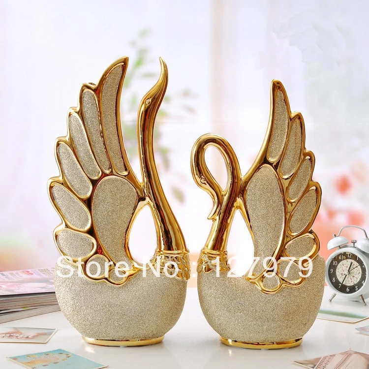 

Ceramic crafts, plating couple swan, living room decoration ,wedding gift ,Valentine's Day gift~