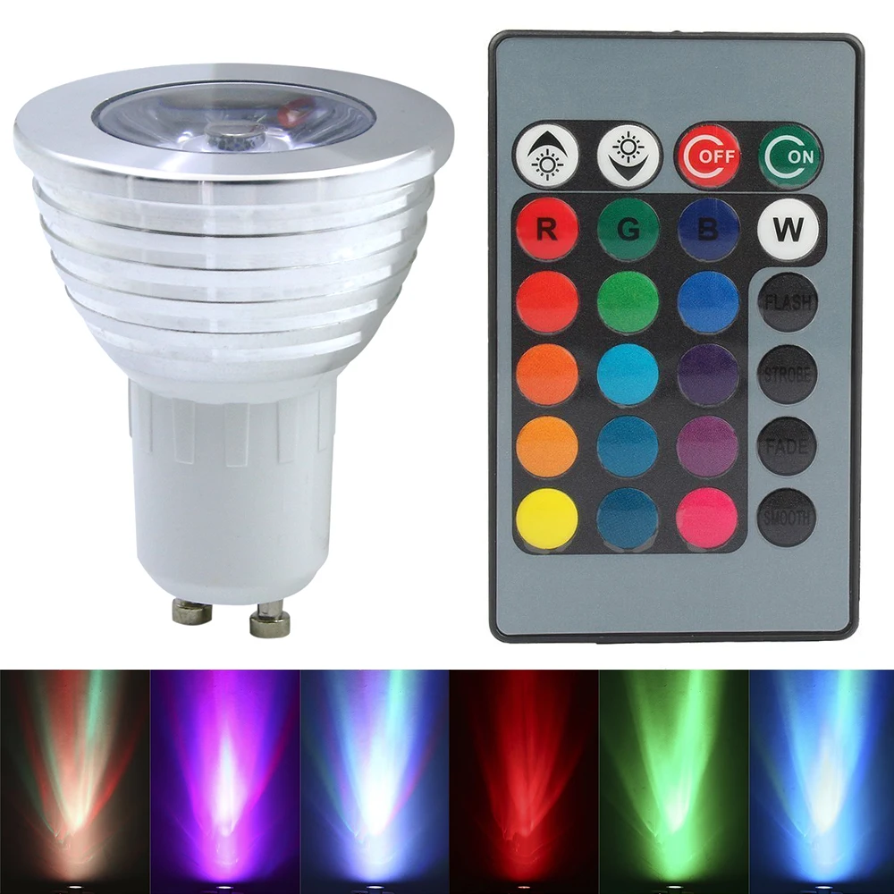 

3W E27 GU10 RGB LED Light Bulb Spotlight Bulbs With Remote Control For Party Disco DJ Bar Lighting AC 85-265V