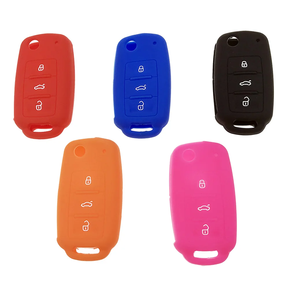 Silicone Key Case Cover For VOLKSWAGEN polo bora CADDY Touareg Beetle Passat B5 B6 B7 GTI Rabbit Golf Jetta MK5 MK6 Accessories