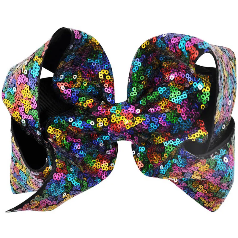 29Colors 8 inch Big Rainbow Large Hair Bow Sequins Ribbon Hairgrips With Alligator Clips Headwear Bowknot Girls Hair Accessories