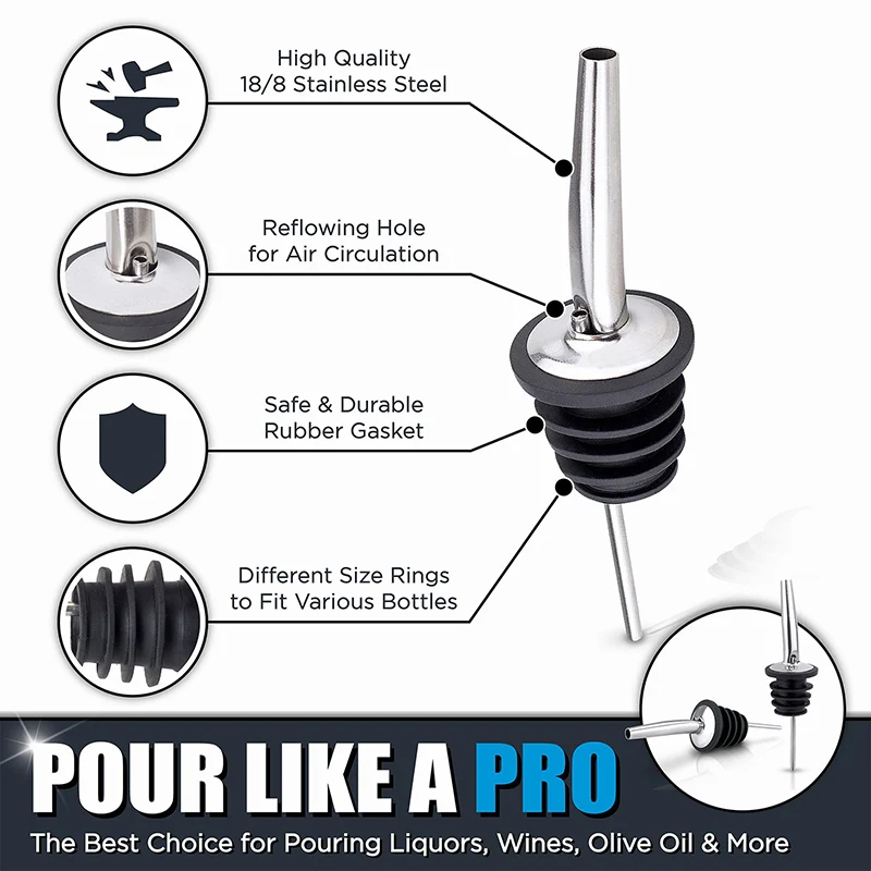 Wine Pourer Stopper Bottle Pourer Pourers For Liquor Bottle Bottle Stopper with Tapered Spout Bar Accessories Set of 12