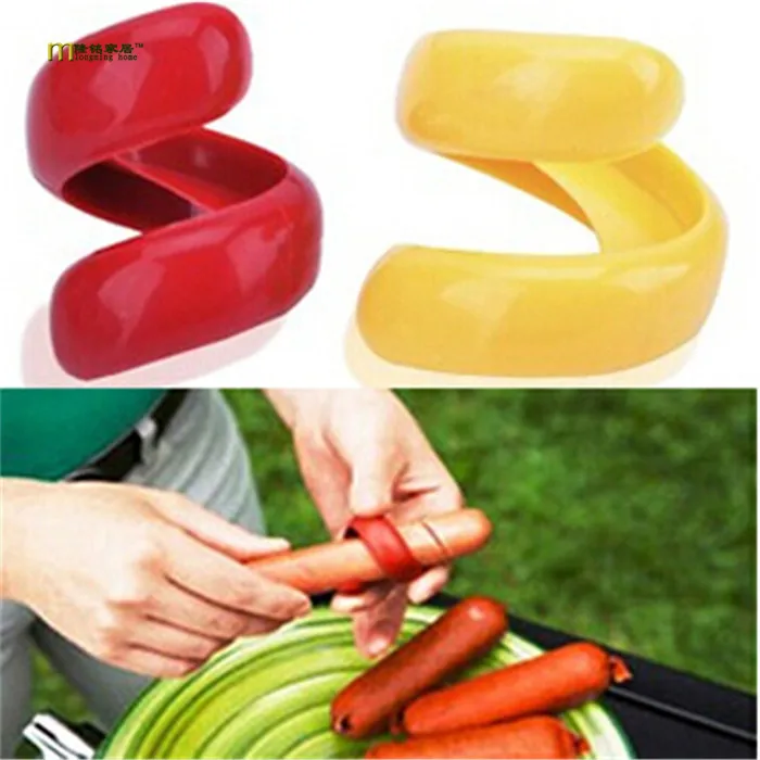 2pcs/lot Manual Fancy Sausage Spiral Barbecue Hot Dogs Cutter Slicer kitchen Cutting Auxiliary Gadget Vegetable Tools OK 0299