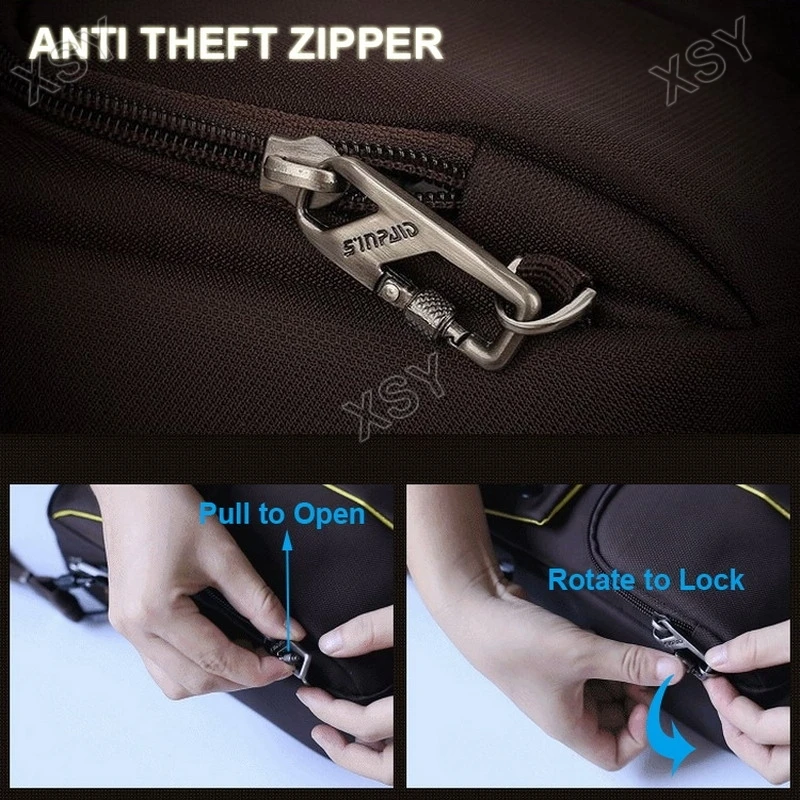 حقيبة ساعي البريد المضادة للسرقة من SINPAID حقيبة كتف كاجوال مصممة بسحاب مضاد للسرقة وإبزيم لون أسود وأزرق وقهوة