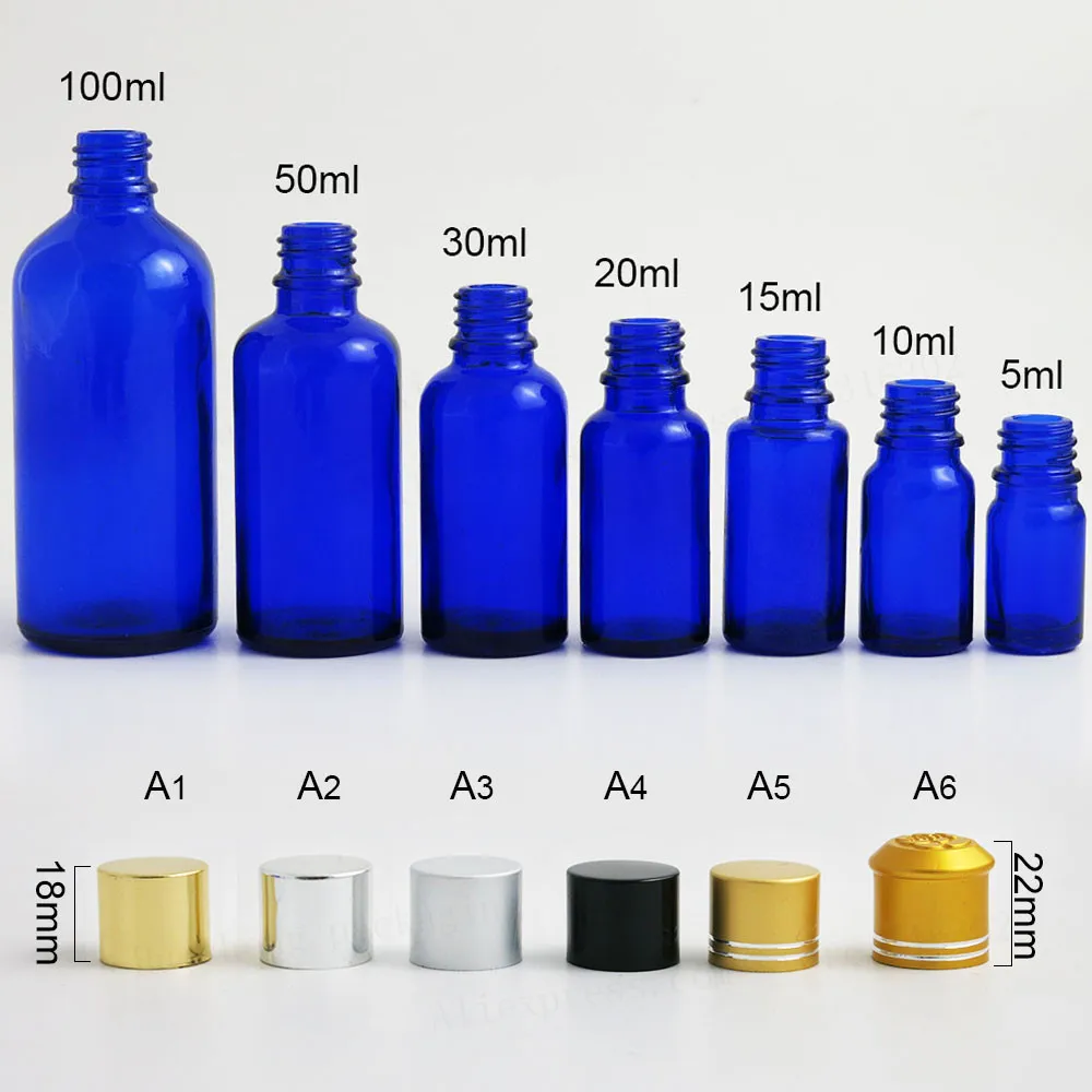 200 xTravel Empty Cobalt blue glass essential oil bottle with aluminum lids cosmetic packging 100ml 50ml 1oz 2/3oz 1/2oz 1/3oz