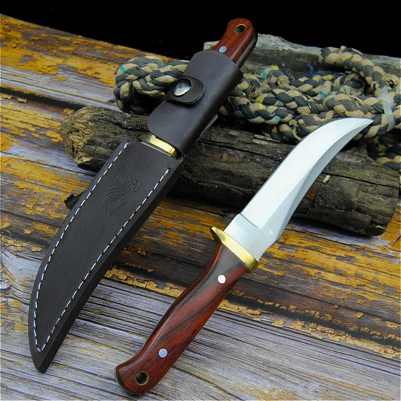 7cr15MOV tactical straight knife north American sharp hunting knife outdoor self-defense knife home slice knife + holster