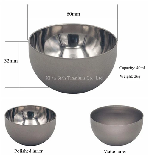 

Pure Titanium Double wall Thermal insulation Tea bowl Teacup Tasse 40ml 26g Polished / Matte inner Anti-corrosion