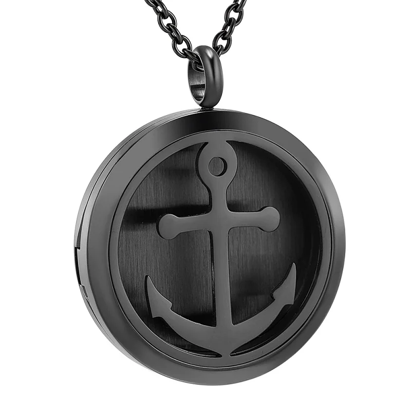 Cross Necklace Stainless Steel Unis For Men Women Round Compass Pendant Cremation Ashes Jewelry Anniversary Urn Pendant