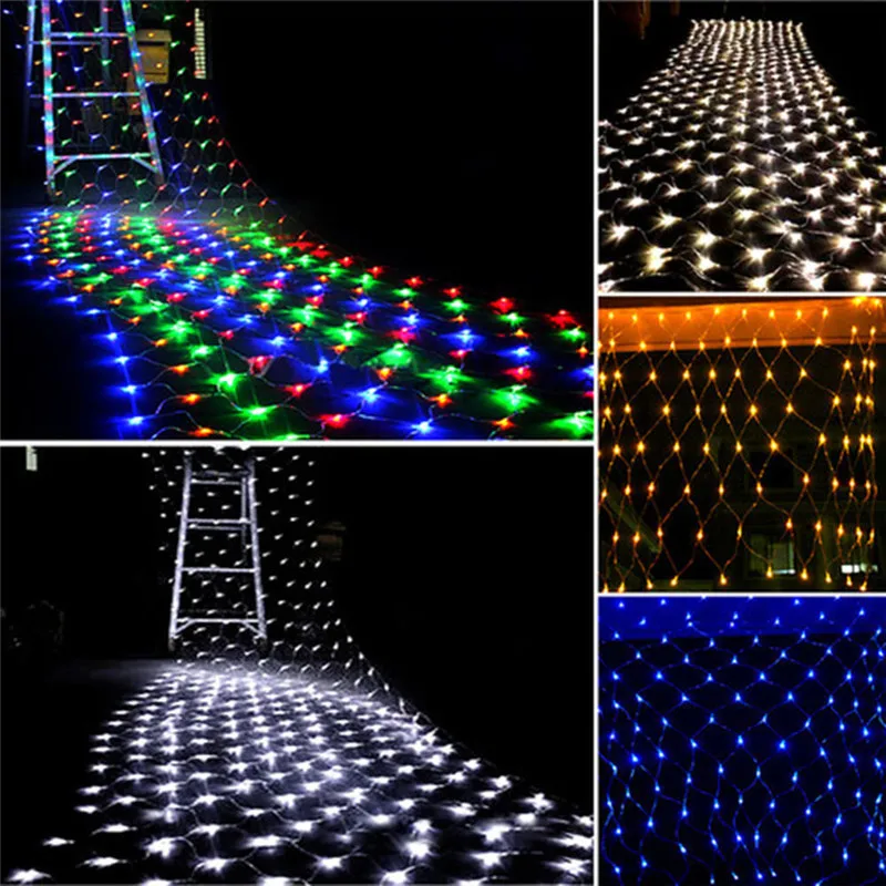 

3x2m 1.5mX1.5m Christmas Garlands LED String Christmas Net Lights Fairy Xmas Party Garden Wedding Decoration Curtain Lights