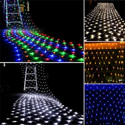 3x2m 1.5mX1.5m Christmas Garlands LED String Christmas Net Lights Fairy Xmas Party Garden Wedding Decoration Curtain Lights